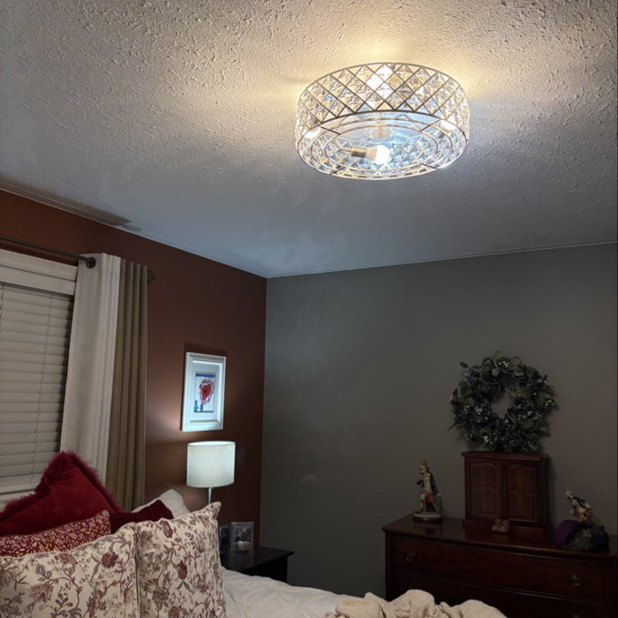 Mercer41 Yenci 19'' 7-Blade Crystal Glass Indoor Enclosed Caged